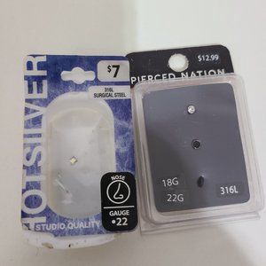 Spencers 3 Studded Rhinestone and Black Nose Rings